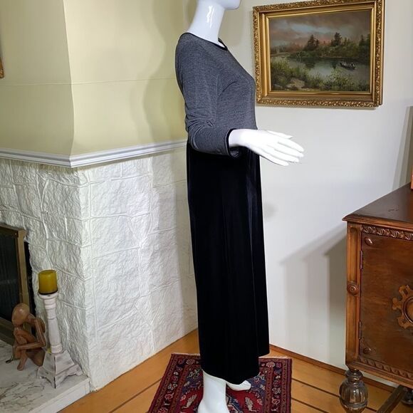 Talbots Petites Grey & Black Velvet Maxi Dress - Picture 4 of 14